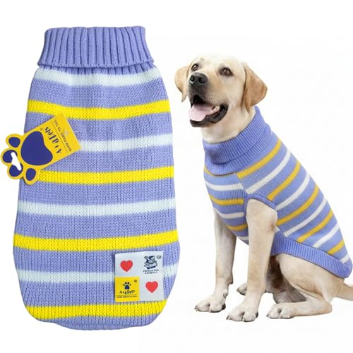 Image of A+a Pets' Cozy Knitted Flannel Sweater - Soft, Warm, Comfortable Fleece, Cold Weather Clothes for Dogs and Cats (XS, Snow Navy)