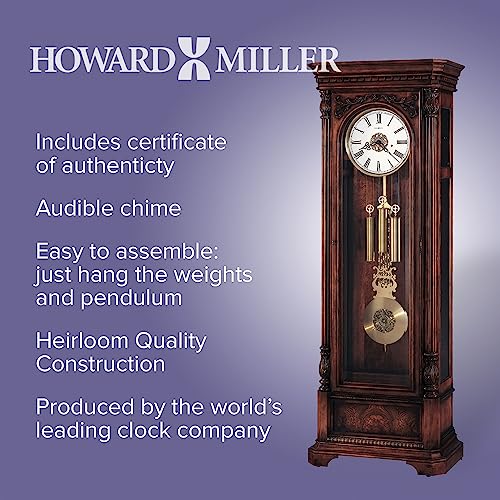 Howard Miller Trieste Floor Clock, Distressed Wood Finished Bezel with Triple Chimes Movement Lockable Glass Door, Vertical Grandfather Timepiece Home Decor for Bedroom, Office Floor Mount - Thumbnail 5