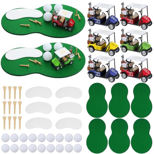 Gemscream 48 Pcs Golf Table Centerpiece Decorations With Practice Ball Cart Toy Golf Course Shaped Mat For Sport Themed Supplies Birthday Party Decor