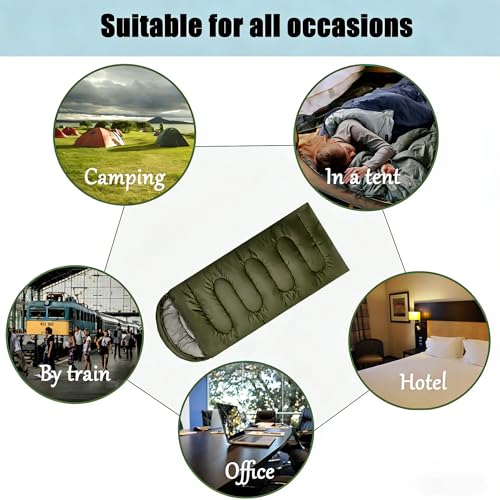 SNZ Bolsa de Dormir Ligera para 3 Estaciones - Bolsa de Dormir Momia para Camping para Adultos y Niños, Ropa para Clima Cálido (50°F a 77°F), Portátil para Senderismo y Viajes miniatura 7
