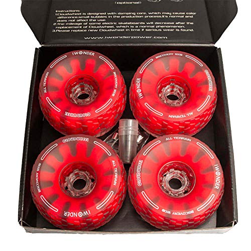 IWONDER CloudWheel 120mm Discovery Electric Skateboard Wheels Patented Damping Foam Core All Terrain Off Road Translucent Urethane Longboard Wheels(Not Applicable to Hub Motor
