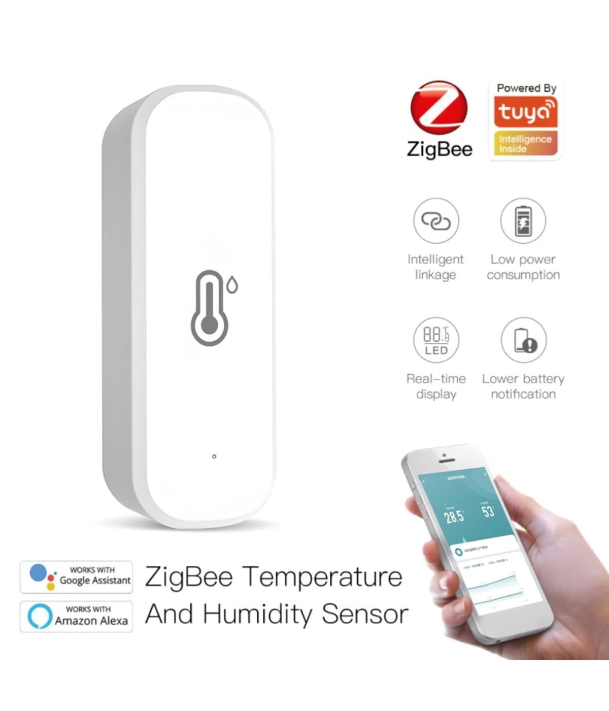 2/3/4/5 Stück Thermohygrometer, für Tuya Zigbee Hygrometer Thermometer Sensor, Intelligente Innen -Thermometer -Hygrometer -Sensor, Geeignet für den Innenbereich und Gewächshäuser (5 Stück)