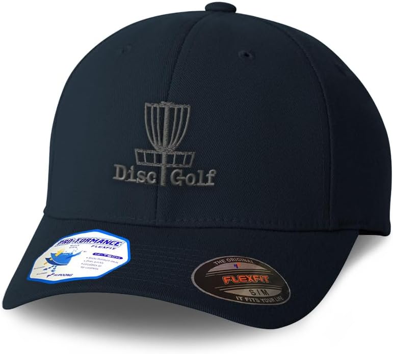 Flexfit Cap for Men & Women Embroidered Grey Disc Golf Disc Basket B Embroidery Flexfit Hats Baseball Caps