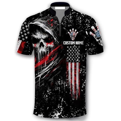 GABITA Personalized Bowling Jerseys for Men, Custom Bowling Polo Shirt, Bowlings Shirts Gift for Bowler Team Player3