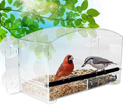 Window Bird Feeders with Strong Suction Cups on the Sides for Better Viewing - Window Bird Houses for Viewing - Great Mothers Day Gifts from Son, Fathers Day Gifts from Daughter