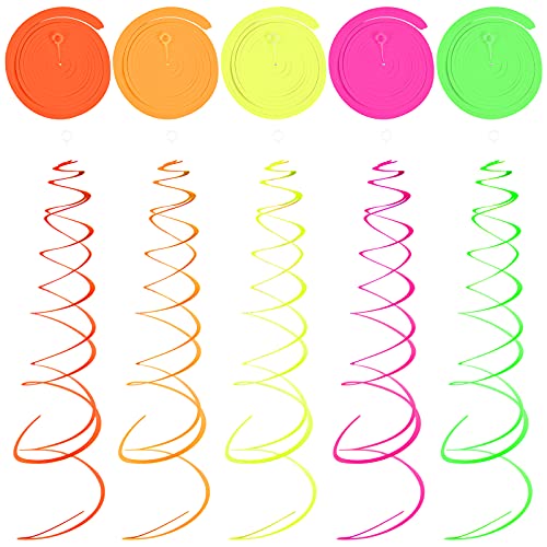 Jinlaili 10 peças Serpentinas em espiral, redemoinhos fluorescentes pendurados para festas, decorações redemoinho de papel, decorações de teto redemoinho para festa aniversário, casamentos, Natal,