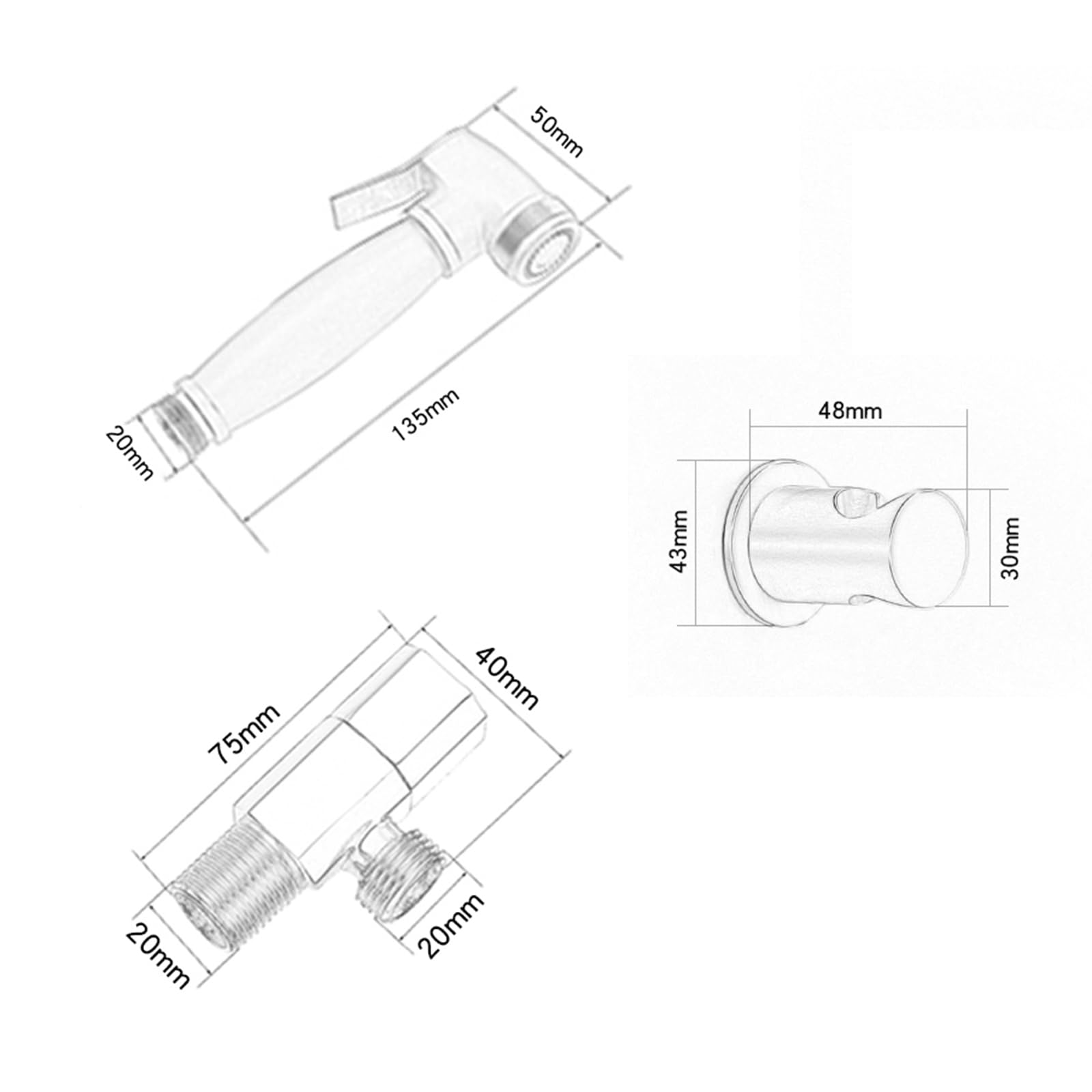 Set di spruzzatori per Bidet a Parete in Ottone con Tubo Flessibile per Doccia da 1,5 m - Doccetta Portatile per la Pulizia del Bagno per WC, Pressione Regolabile e Facile installa