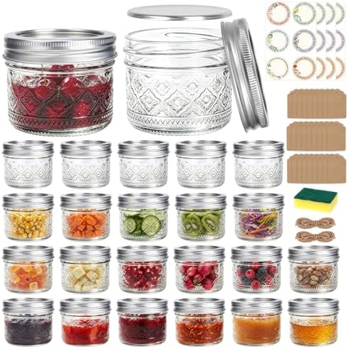 STARSIDE Mini Glass Mason Jars 4oz 24-Pack with Airtight Split Li...