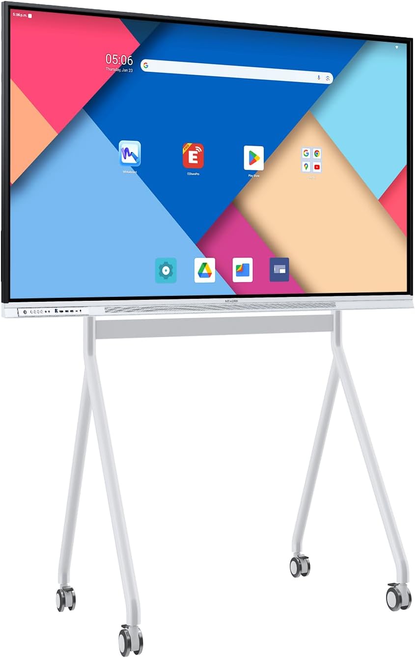 Smart Board with Mobile Cart, 65 Inch Digital Whiteboard for Classroom and Office, NewBoard 4K Interactive Whiteboard with Google EDLA-Certified, Android 14, 8+64 GB, Google Play