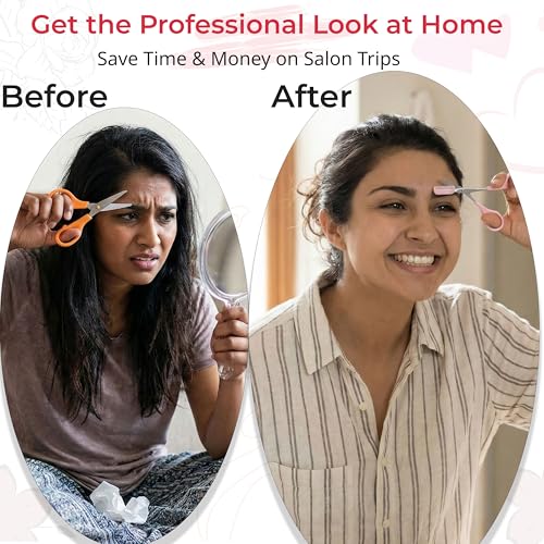 Image of TEMPERIA 2-in-1 Professional Eyebrow Grooming Kit for Women (1 Razor & 1 Scissor Comb) | Eye brow Razor & Eyebrow Scissors Comb | For Instant & Painless Facial Hair Removal | Precise & Safe (YY138)