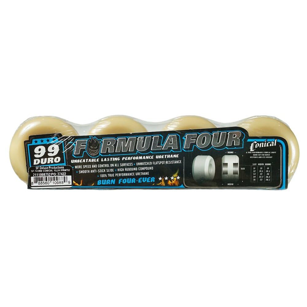 Spitfire Roues de skateboard 54 mm F4 99A Conique Imprimé Jaune