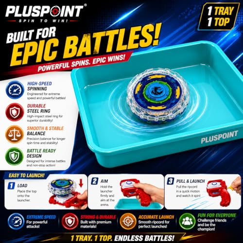Image of PLUSPOINT Battling Top Burst Launcher Grip Toy Blade Set Gyros Blades Battling Tops Metal Fusion Starter Set with Launchers Gift Toys for Boys Kids Children Age 6+