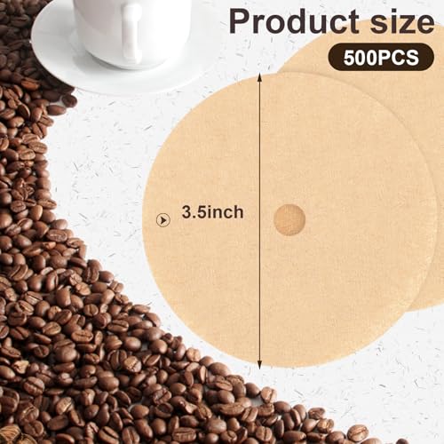 Image of 500Pcs Percolator Coffee Filters, 3.5in Disc Coffee Filters, Natural Unbleached Coffee Filters, Disposable Coffee Filters for Percolator Coffee Pot and Flat Bottom Basket