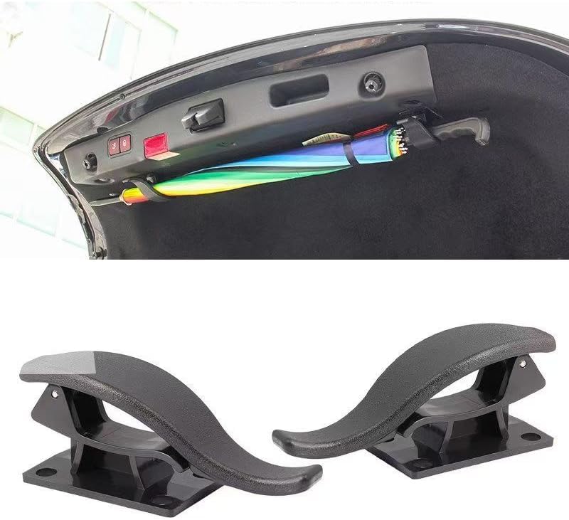 2 Pcs Car Trunk Umbrella Hook for Skoda Rapid Spaceback NH I 2013-2025, Back Storage Mount Holder Organizer Clip Universal Interior Accessories Black