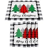 4 Pieces Christmas Buffalo Plaid Placemats Check Plaid Christmas Tree Table Mats Christmas Dining...