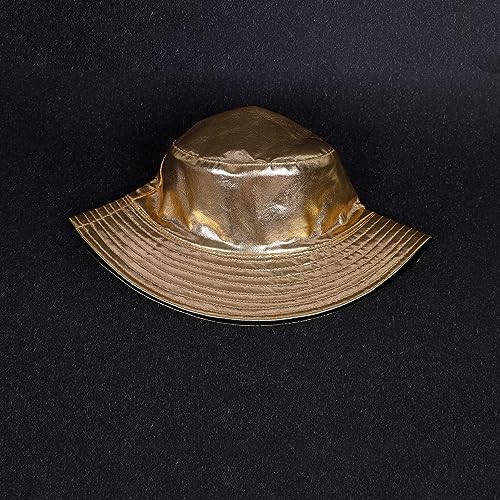 Image of Unisex Metallic Bucket Hat Waterproof Holographic Bucket Hat Fishing Hat Trendy Hip Pop Sun Cap
