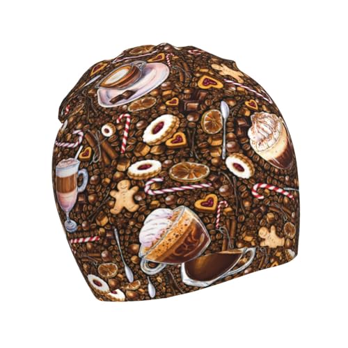 Rqzwdq Lemon Coffee Bean Hazelnut Chocolate Cookies Kids Beanie Hats Warm Knit Beanie Cap Skull Caps Gifts Decor for Boys Girls