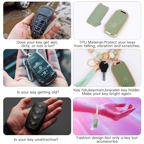 Image of For Kia Key Fob Cover Accessories,Matte TPU Material, With a Cute Leather Keychain,For Telluride,Carnival,K5 gt line,K5,Forte,K4,Sorento, Sportage And Other Models.