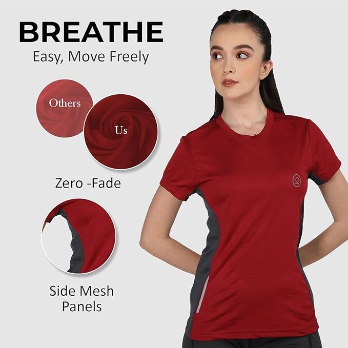 Image of CHKOKKO Gym Tshirt for Women Workout Dry Fit t Shirt Sports Tshirt Lightweight Round Neck Breathable Half Sleeve Activewear Mesh Running Yoga Tops for Woman