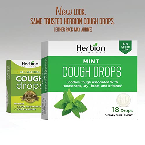 Herbion Naturals Cough Drops With Natural Mint Flavor, 18 Ct - Oral Anesthetic, Relieves Cough, Soothes Sore Throat And Dry Mouth - For Adults, Children 6 Years And Above, Transparent #TOP3