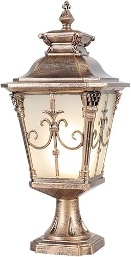 KXEcoLife Solar Outside Pillar Lantern with Pier Mount Post Light Frosted Glass Street Lighting for Backyard Garden Driveway,Black(solar Energy),Small