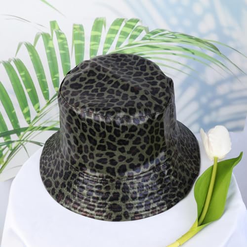 Image of Unisex Black Bucket Hat Waterproof Rain Hat Reversible Shiny Rave Bucket Hat for Concert Festival