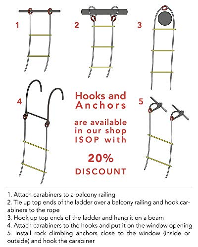 image for ISOP Fire Escape Ladder 2 Story 16ft Flame Resistant Safety Rope Ladde