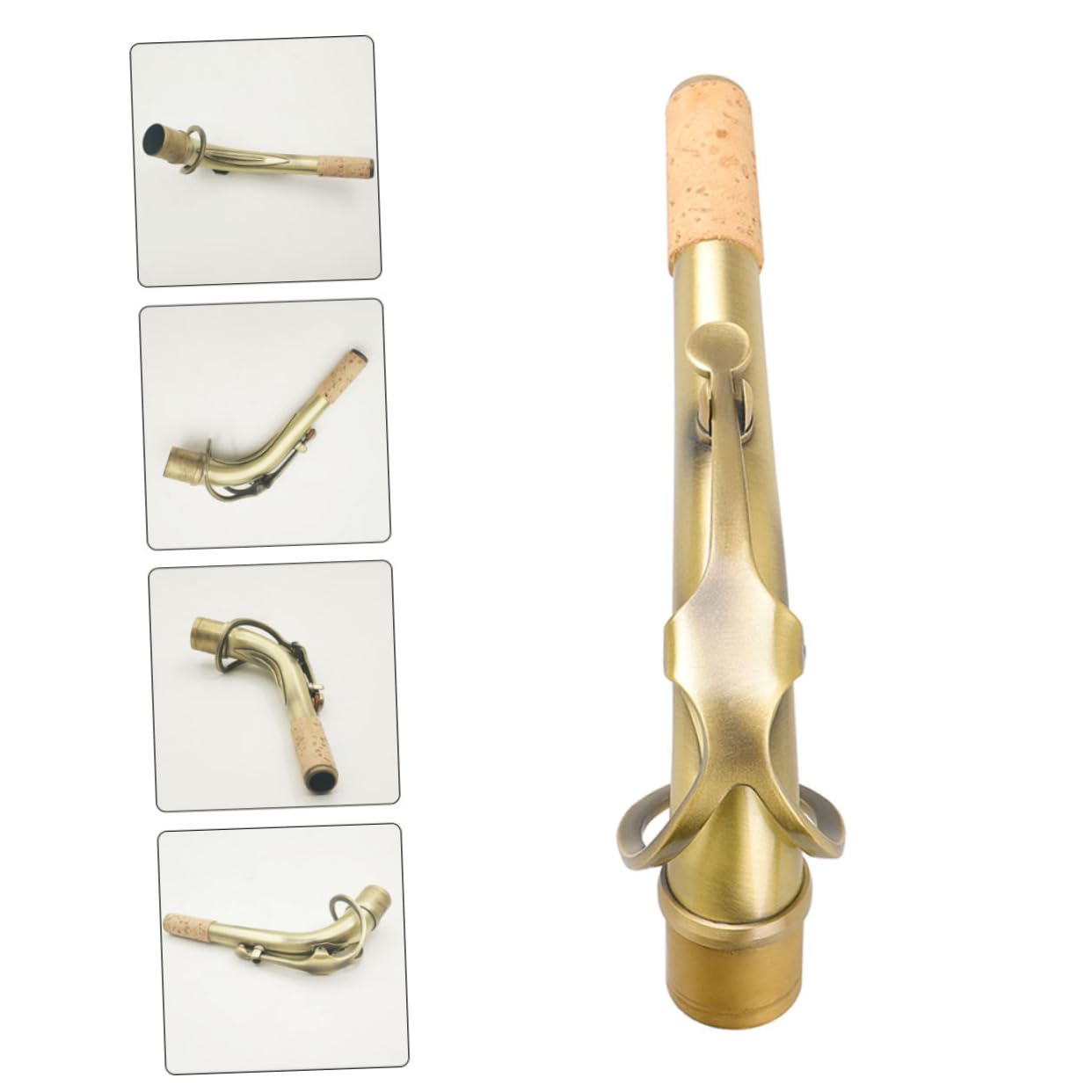 Bocchino per Sassofono Curva Diametro 24, 5mm in Ottone | Ricambio per Sax Alto e Sax, Finitura Oro Antichizzata, Aspetto Elegante