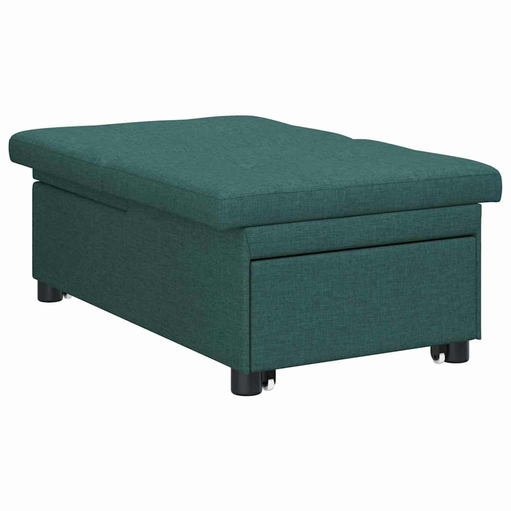 Canapé-lit extensible vert foncé 194 x 50 x 82 cm en tissu avec fonction couchage pour salon et chambre d'amis, design moderne, surface de couchage confortable, matériau robuste, polyvalent