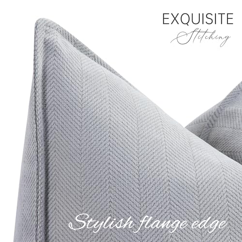 ZWJD Light Gray Pillow Covers 12x20 Set of 2 Chenille Throw Pillow Covers with Elegant Design Soft and Luxurious Decorative Throw Pillows for Couch, Bed, and Home Decor