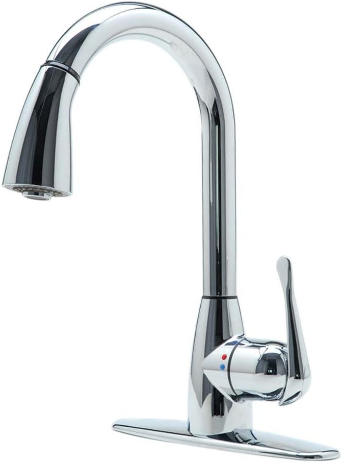 CLEANFLO 8170, Pull Down Kitchen Faucet, 1 or 3 Hole Installation, High 15 INCH-Arc Spout, 1 Handle, 2 Spray Settings, Advanced High-Quality Polymer Materials, Lead-Free, Non Corrosive, Chrome Finish