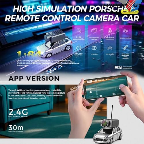 Image of 1 /64 Scale FPV Mini RC Car | WiFi App Remote Control with Camera | Multiplayer Mini Racing Vehicle