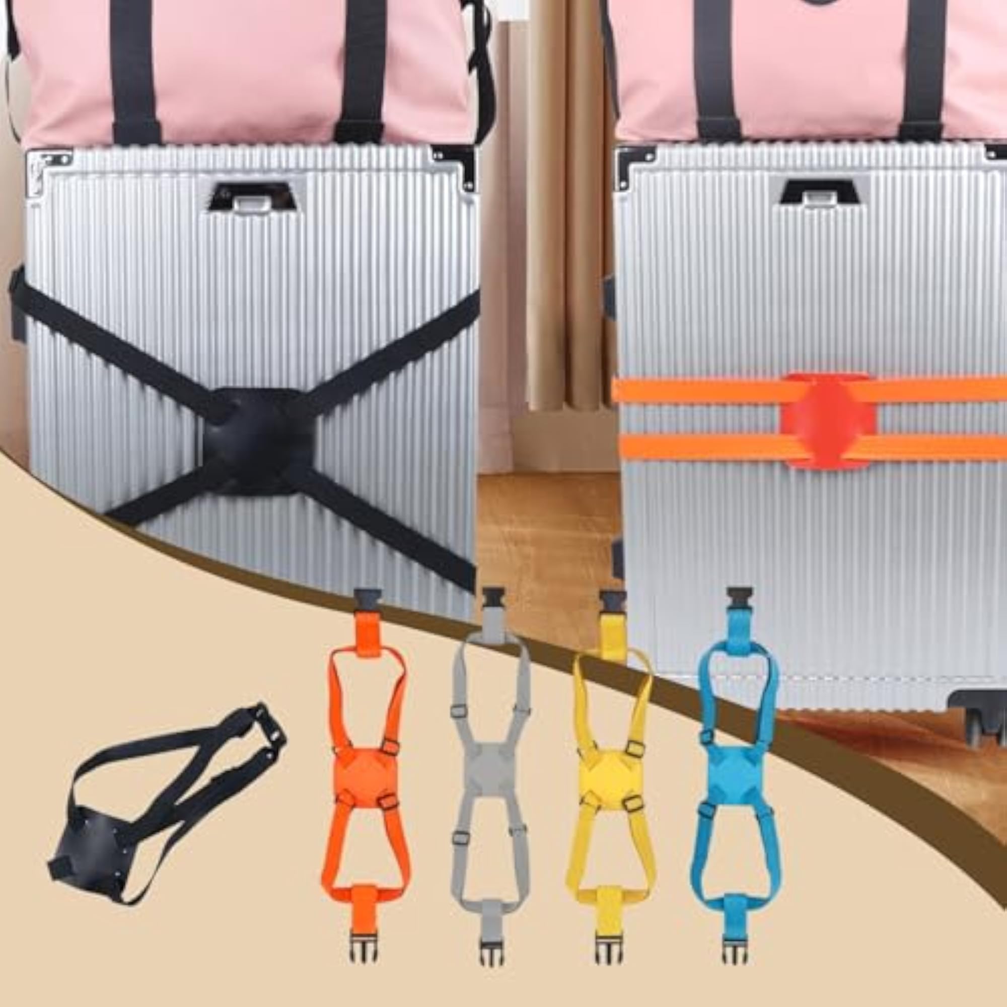 Adjustable Luggage Strap with Elastic, Black, Travel Accessory