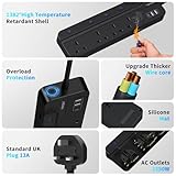 TOPREK 4 Plug Extension Lead with Ultra Wide Socket, Individual Switch 2 USB-A, 1 USB-C Extension Cable, 10m Extension Lead with USB Slots for Wall Mounting - Image 7