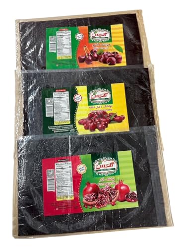 Fruit Leather (لواشک) Lavashak– Cornelian Cherry, Pomegranate & Sour Cherry Mix, Persian Style Natural Tart Snack, Pack of 3-10 oz (750g) total