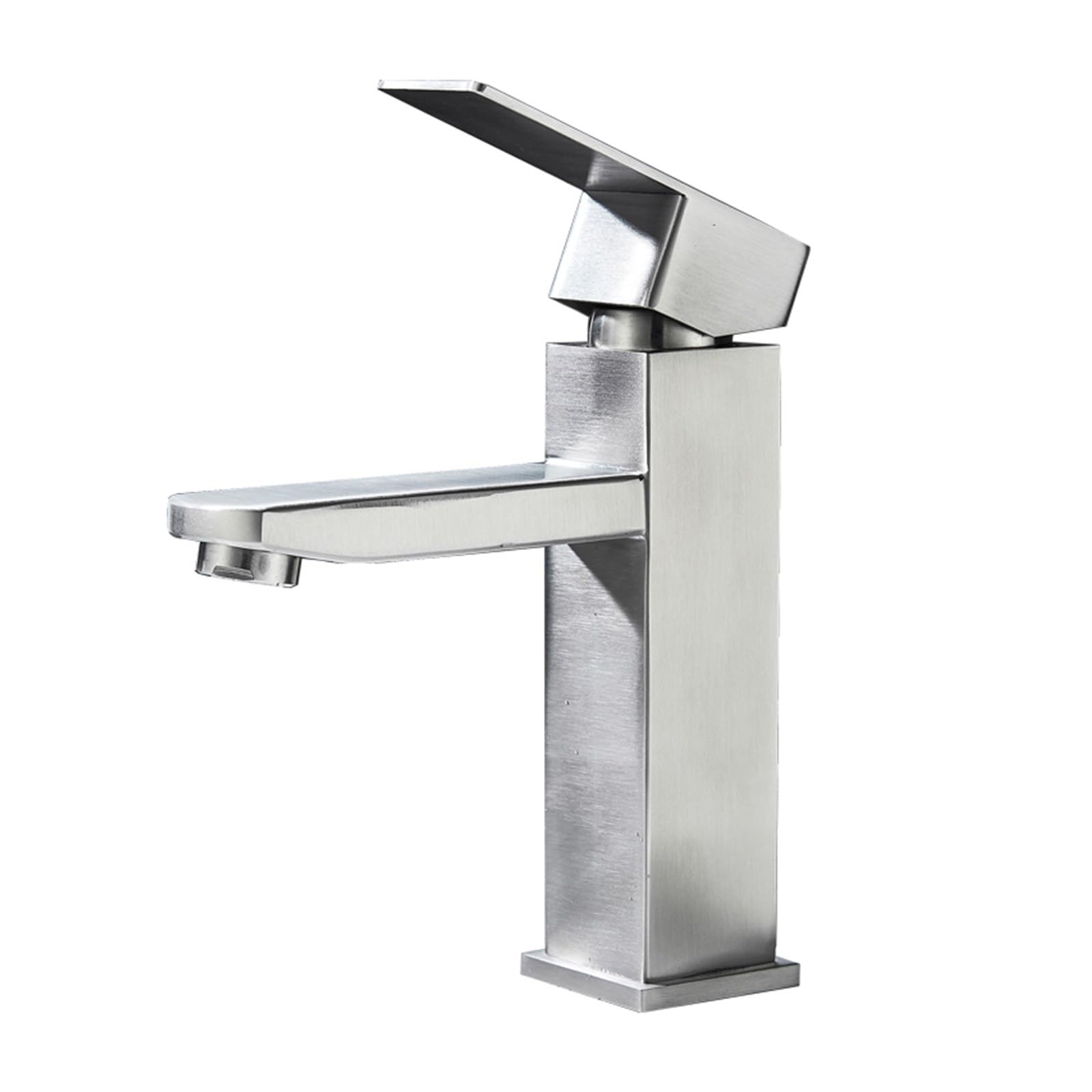 Robinet de lavabo en acier inoxydable brossé mitigeur eau chaude et froide pour vasque monotrou