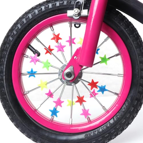 Bike Spoke Beads,72Pcs Bicycle Spokey Dokeys Star Plastic Clip Wheel Bicycle Spoke Decoration Multicoloured Bicycle Wheel Spoke Beads Children Bike Accessories for Kids Girls Boys