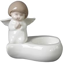 Ceramic Prayer Angel Statue Tealight Holder Safety Base Design Prayer Atmosphere Living Room Bedroom Decor Sereness Angel Holder for Bedroom