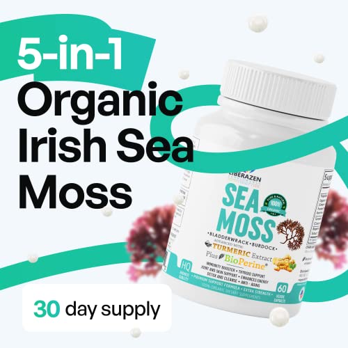 Organic Irish Sea Moss Pills - Wildcrafted Dr Sebi Inspired Seamoss Blend with Turmeric, Burdock Root & Bladderwrack, Enhanced with Black Pepper - 60 Capsules - Image 5
