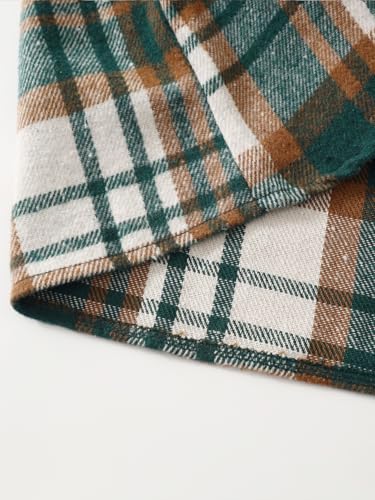 Image of 2Pcs Kids Boys Flannel Plaid Shirt Tops Pants Set Hoodie Sweatsuit for Fall Winter Spring Outfits 4-12 Years
