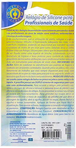Relógio de Silicone para Profissionais de Saúde, Ortho Pauher, Branco, Único