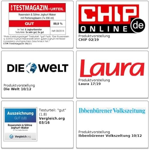 Rosenstein & Söhne Joghurtzubereiter: Joghurt-Maker für 1 Liter frischen Joghurt (Jogurt Maker, Jogurtmaschine, Automat)