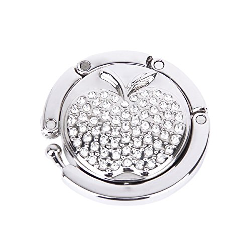 Design de estampa de maçã portátil, feminino, redondo, dobrável, bolsa de mão, suporte de gancho