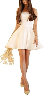 Women's Short Wedding Dresses for Bride Satin Mini Strapless Bride Dress A Line Corset Engagement Dress for Women