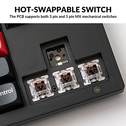 Image of Keychron V3 Wired Custom Mechanical Keyboard, TKL Tenkeyless QMK /VIA Programmable Macro with Hot-swappable Keychron K Pro Brown Switch Compatible with Mac Windows Linux (Frosted Black-Translucent)