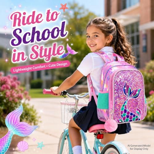 Image of 16 inch Backpack for Girls Boys 4-8, 3Pcs Kids Bookbag Set with Lunch Box, School Bag for Preschool Kindergarten