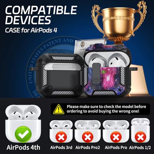 Image of for AirPods 4 Case, Secure Lock Case Cover for Apple Airpods 4 with Active Noise Cancellation 2024, Case for Airpods 4 with Cleaner Kit and Keychain,Powerful Drop Protection
