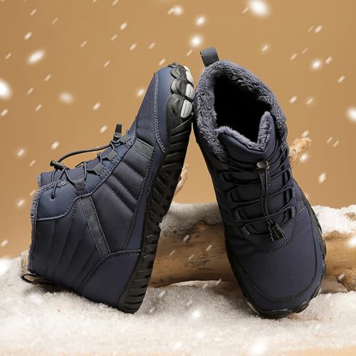 Image of Men's and Women's Barefoot Hiking Boots | Zero Drop Winter Snow Boots with Wide Toe Box | Slip-On Waterproof Ankle Booties | Minimalist Five-Finger Sneakers for Outdoor Hiking and Walking