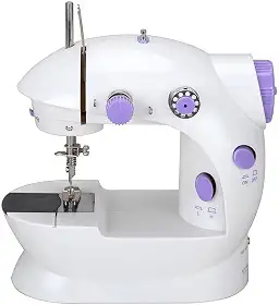 Mini Máquina de Costura Portátil, Doméstica, Bivolt, Compacta, para Iniciantes e Pequenos Reparos, com Pedal e Luz LED