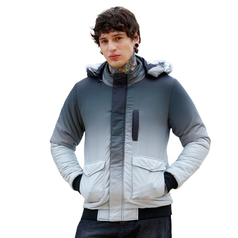 cahoot Men's Jacket | Stand Collar, Long Regular Sleeves, Flap-Button Closure, Ribbed-Straight Hem | Colourblock Woven Plain For Casual & Daily | Midnight Black-picture-19